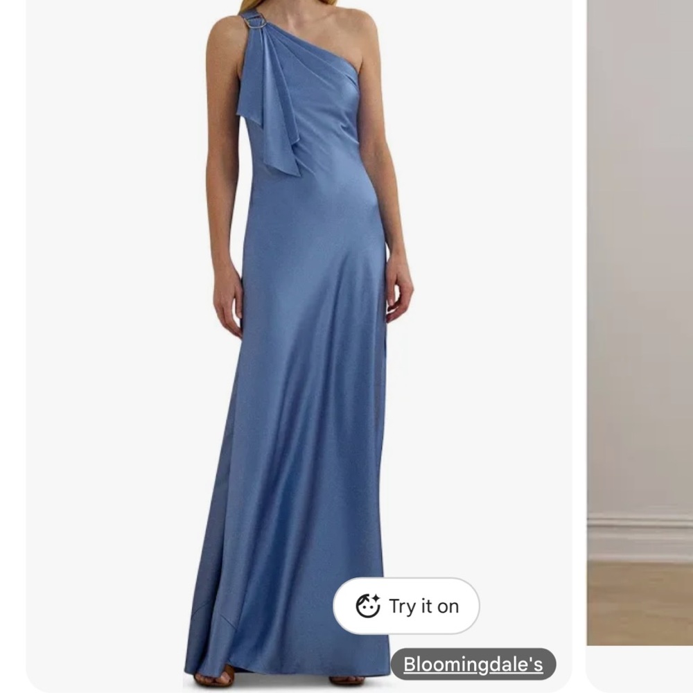 Ralph Lauren Blue Ruffle One-Shoulder Dress